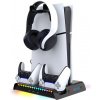 iPega P5S006 Multifunkčný Nabíjací RGB Stojan s Chladením pre PS5 Slim Black PG-P5S006H