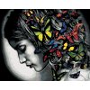 ZUTY Maľovanie podľa čísel - FAREBNÉ MOTÝLE VO VLASOCH Rámovanie: bez rámu a bez vypnutia plátna, Rozmer: 40x50 cm