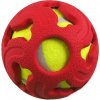 Loptička Dog Fantasy gumová s tenisovou loptičkou, červená 7,5 cm