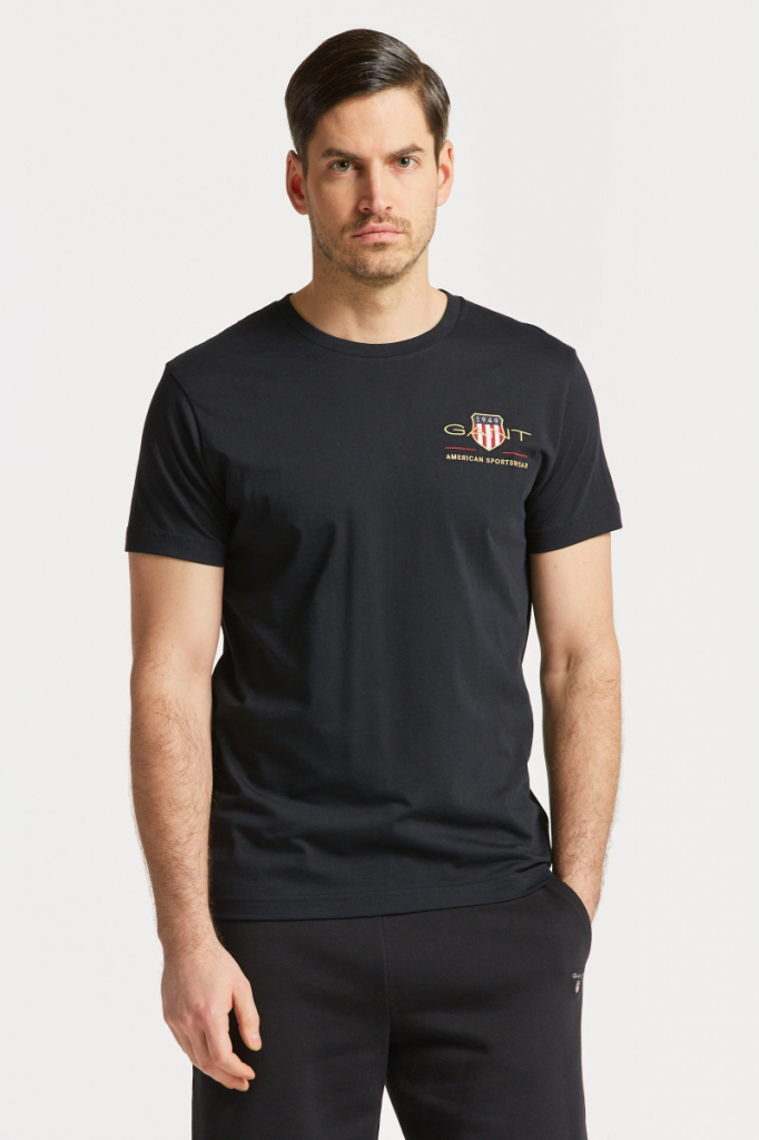 Gant tričko Archive Shield EMB SS T-Shirt čierne