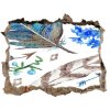 Díra 3D foto tapeta nálepka Perie a kvety 95x64 cm
