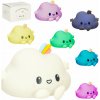 Detská nočná lampa, silikónový dotyk soft LED biely RGB cloud