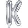 PartyDeco Fóliový balón Mini - Písmeno K 35cm strieborný