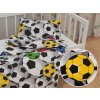 Biante Detské bavlnené posteľné obliečky do postieľky Sandra SA-580 Farebné a sivé futbalové lopty Do postieľky 90x130 a 40x60 cm