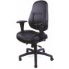 Kancelárska stolička, s nastaviteľnými opierkami rúk, čierna bonded koža, čierny podstavec, MaYAH Super Champion