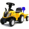 Detské odrážadlo traktor s vlečkou a náradim Baby Mix New Holland žltý
