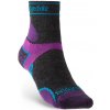 Dámské běžecké ponožky Bridgedale Trail Run Lightweight T2 Merino Sport 3/4 Crew Womens charcoal/purple - M (5-6,5) / EU 38-40 / 23-25 cm