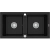 MEXEN MEXEN - Mario granitový drez dve mísy 820x436 mm, čierna / strieborná metalíza 6504822000-73
