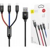 Baseus CAMLT-BSY01 Three Primary Colors 3v1 USB - micro USB / Lightning / USB-C nylonový opletený 3,5A, 1,2m, černý