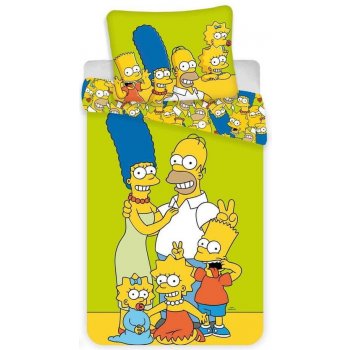 Jerry Fabrics Obliečky Simpsons Family green Bavlna 140x200 70x90