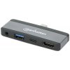 MANHATTAN Dokovací stanice USB-C 4v1, 1xHDMI, 1xUSB-C, 1xUSB, 1x3.5mm, šedá 190404