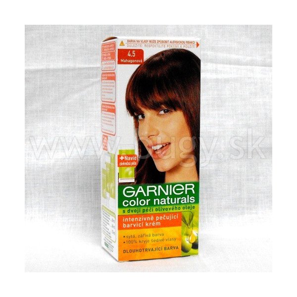 Farba na vlasy Garnier Color Naturals s dvojitou olivovou starostlivosťou mahagon 4.5