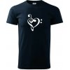 Husľový kľúč srdce - Klasické pánske tričko vyššej gramáže - 4XL ( Tmavomodrá (veľmi tmavá - skoro čierna) )