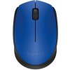 Logitech M171/Kancelářská/Optická/1 000 DPI/Bezdrátová USB/Černá-modrá 910-004640