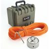 Magnet fishing set PREMIUM TRAVEL (obojstranný magnet 500 kg + hák + lano 30 metrov + prepravný box)