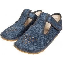 Beda detské barefootové textilné papuče na suchý zips modrá