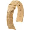 Remienok Hirsch Genuine Croco 1 - béžový, lesklý - 12 mm - M – Stredná dĺžka - 10 mm - Zlatá + 5 rokov záruka a darček ZADARMO