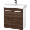 Dreja Kúpeľňová skriňa DOOR SZD2 60 - N01 Biela lesk / Úchytka T01 / D25 Teak