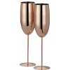 Oak & Steel Sada 2 nerezových pohárov na šampanské – elegantný ružovo-zlatý lesk 280 ml