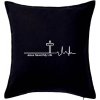 Jesus Saved My Life kríž ekg - Vankúš 50x50 - 50x50 - Iba poťah ( Čierna )
