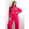 Kesi dámska súprava z viskózy mikina s príveskom a široké nohavice ružová tmavo