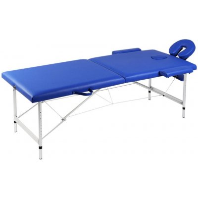 Petromila vidaXL Modrý skladací masážny stôl 2 zóny hliníkový rám