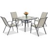 Kovový záhradný nábytok Modena pre 4 osoby so štvorcovým stolom Garden Point svetlosivý