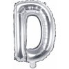 PartyDeco Fóliový balón Mini - Písmeno D 35cm strieborný