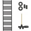 CERANO - Kúpeľňový radiátorový set Fulgiduson - ústredné vykurovanie - bočné jednobodové pripojenie - 765W - čierna matná - 1800x530 mm CER-663598