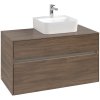 VILLEROY & BOCH Collaro závesná skrinka pod umývadlo na dosku (umývadlo vpravo), 2 zásuvky, s LED osvetlením, 1000 x 500 x 548 mm, Arizona Oak, C096B0VH