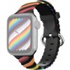 AppleKing prepletený silikónový remienok pre Apple Watch Ultra 49mm / 46mm / 45mm / 44mm / 42mm - čierno-dúhový - možnosť vrátiť tovar ZADARMO do 30tich dní