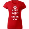 T-ričko Keep calm and drive Volkswagen dámske tričko Farba trička: Limetková, Farba potlače: Biela, Veľkosť: M