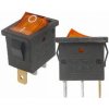 Prepínač kolískový mini 3pin 230V oranžový