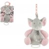 Teddies Slon naťahovací hrací strojček hrkálka plyš 16,5x21,5cm šedivo-ružový