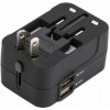 SES 4v1 Univerzálny cestovný adaptér redukcia nabíjačka do zásuviek UK/US/AU/EU - Čierný 3899