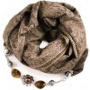Kašmírový šál s bižutériou - hnedý