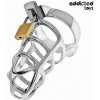 Addicted Toys Locked Silver Lock Metal Penis Cage M, kovová klietka na penis