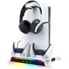 iPega P5S006 Multifunkčný Nabíjací RGB Stojan s Chladením pre PS5 Slim White 6974363710859