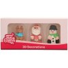 Jedlá dekorácia FunCakes z cukru - 3D Santa, snehuliak, sob 3ks