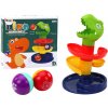LEAN TOYS Šmykľavka na guličky- Zelený dinosaurus