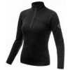 SENSOR MERINO UPPER dámská mikina krátký zip černá XL; Černá mikina