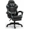 GOBORELAX Hráčske kreslo s masážnou funkciou a opierkou na nohy - black-grey PRO-X
