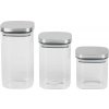 MagicHome Nádoba MagicHome, sada 3 ks, 800/1100/1500 ml, sklenená, s nerezovým uzáverom
