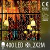 Vianočná led svetelná mikro záclona vonkajšia - záves - 400led - 2x2m teplá biela