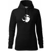 Mačka - Jin jang - Mikina dámská Cape s kapucí - XS ( Čierna )
