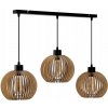 LED závesná lampa 3xE27 drevená nastaviteľná do kuchyne obývačky atmosférická
