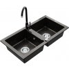 MEXEN/S MEXEN/S - Mario granitový drez 2-bowl vrátane batérie Telma, čierna/zlatý 6504-75-670200-70