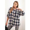 Kesi dámska bavlnená kockovaná košeľa s efektom obnosenia Modrá tmavo
