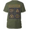 Led Zeppelin tričko Gold Symbols in Black Square Zelená L