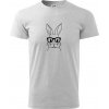 Králik s okuliarmi - Klasické pánske tričko vyššej gramáže - 3XL ( Svetlosivý melír )